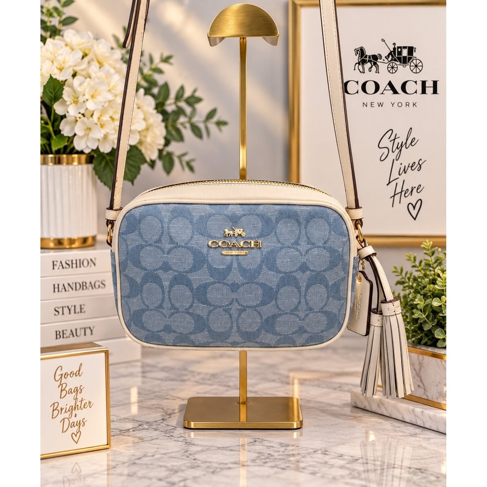 Coach Jamie Camera Bag Signature Canvas Light Blue Chalk CA732 Crossbody